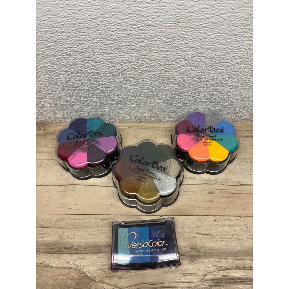 Set Of 4 Color Ink Stamping Pads  Color Box Petal Point & Versa Color